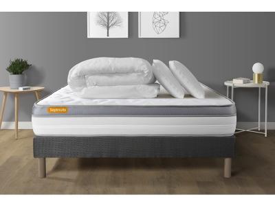 SEPTNUITS Pack pr&ecirc;t &agrave; dormir -  - Memo Zen - Mousse - Ferme - Gris - 140x190 cm 