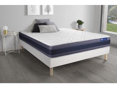 ACTISOM Ensemble 140x190 Matelas Latex et m&eacute;moire de forme Sommier kit Blanc