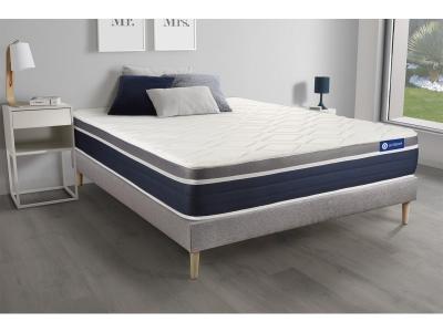 ACTISOM Ensemble ACTILATEX CONFORT Matelas Latex memoire de forme Maxi epaisseur 7 zones de confort sommier KIT gris