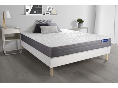ACTISOM Ensemble matelas ACTILATEX DREAM Latex et memoire de forme 5 zones de confort sommier KIT blanc