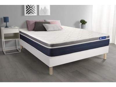 ACTISOM Ensemble ACTIMEMO CONFORT Matelas memoire de forme Maxi epaisseur 7zones de confort sommier KIT blanc
