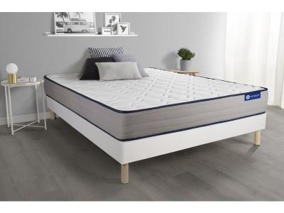 ACTISOM Ensemble 140x190 Matelas M&eacute;moire de forme Sommier kit Blanc