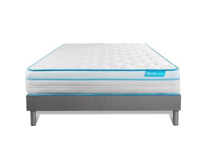 BODYCARE Ensemble matelas BodyMax micro ressorts ensaches et memoire de forme sommier kit gris