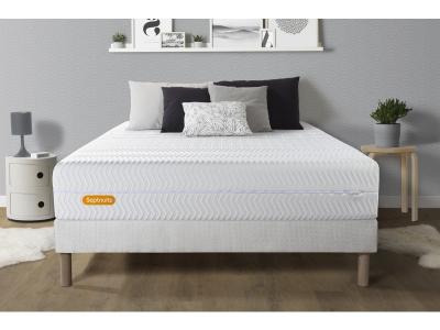 SEPTNUITS Matelas + sommier 140x190 m&eacute;moire de forme Ensemble Memo bio 140x190 cm
