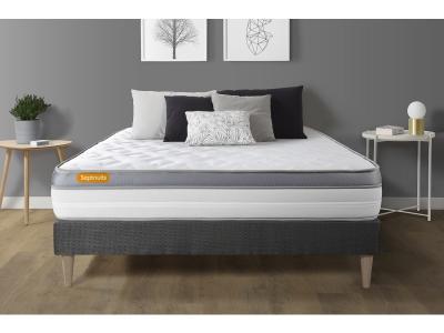 SEPTNUITS Matelas + sommier 140x190 m&eacute;moire de forme Ensemble Memo zen 140x190 cm