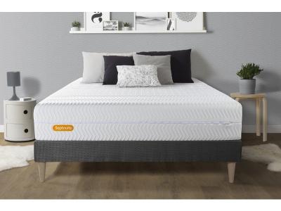 SEPTNUITS  - Ensemble matelas et sommier Memo Bio gris fonc&eacute; - 140x190 cm