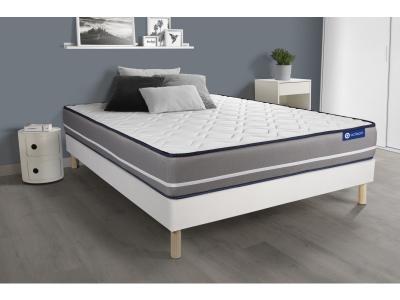 ACTISOM Ensemble matelas Ressorts ensaches ACTIFLEX PUR 3 zones de confort sommier KIT blanc