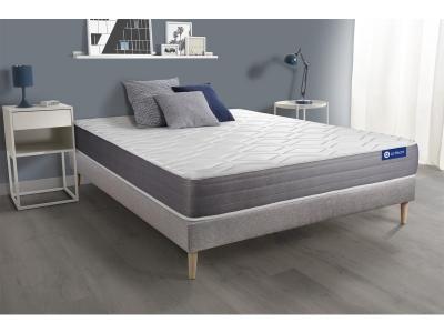 ACTISOM Ensemble matelas ACTIFLEX DREAM Ressorts ensaches et memoire de forme 5 zones de confort sommier KIT gris