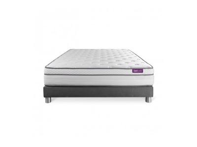 SEPTNUITS Ensemble matelas sommier Memo luxe 140 x 190 cm - Couleur : Gris - Gris