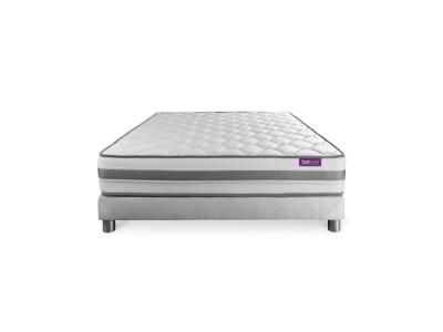 SEPTNUITS Ensemble matelas sommier Memo spring 140 x 190 cm - Couleur : Blanc - Blanc