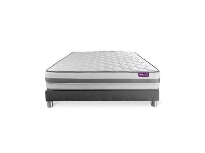 SEPTNUITS  - Ensemble matelas sommier Memo spring 140 x 190 cm - Couleur : Gris - Gris
