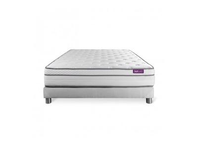 SEPTNUITS Ensemble matelas sommier Memo luxe 140 x 190 cm - Couleur : Blanc - Blanc