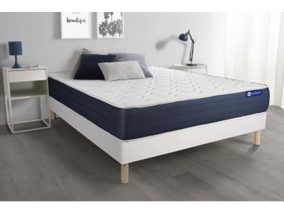 ACTISOM Ensemble matelas Latex et Memoire de forme ACTILATEX SLEEP 5 zones de confort et sommier KIT blanc