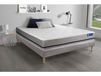 ACTISOM Ensemble matelas 140x200 ACTILATEX SOFT 3zones de confort + sommier KIT gris