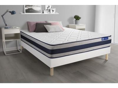 ACTISOM Ensemble matelas Memoire de forme ACTIMEMO ERGO Maxi epaisseur 5 zones de confort sommier KIT blanc