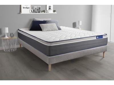 ACTISOM Ensemble matelas ACTIMEMO PLUS Memoire de forme Maxi epaisseur 7 zones de confort sommier KIT gris