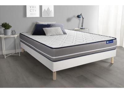 ACTISOM Ensemble matelas a memoire ACTIMEMO PUR 3zones de confort sommier KIT blanc