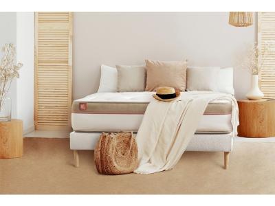 MARMOTTES & CO Ensemble LE COSY Memoire de forme 7 zones de confort sommier kit Blanc