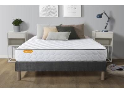 SEPTNUITS Ensemble sommier matelas 140x200 Memo M&eacute;moire de forme - Tr&egrave;s ferme - Gris 