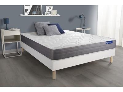 ACTISOM Ensemble matelas ACTIFLEX DREAM Ressorts ensaches et memoire de forme 5 zones de confort sommier KIT blanc