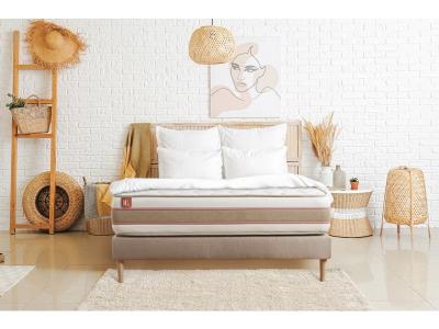 MARMOTTES & CO Ensemble LE D&Eacute;LICAT Ressorts ensaches Memoire de forme 5 zones de confort et sommier Beige