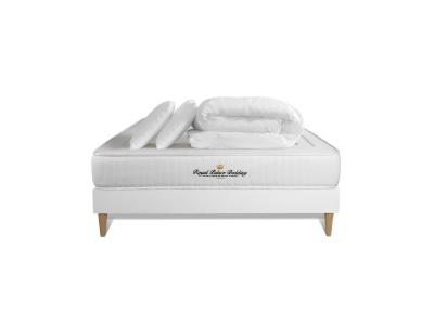 ROYAL PALACE BEDDING Pack Matelas Lancaster 160x200 + Sommier Blanc + Couette + 2 Oreillers