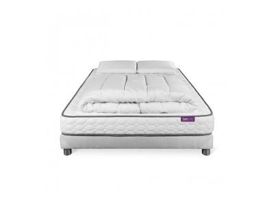 SEPTNUITS Pack matelas memo + sommier 160x200 + 2 oreillers m&eacute;moire de forme