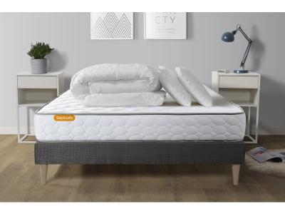 SEPTNUITS Matelas + sommier 160x200 + couette + 2 oreillers Pack Memo 160x200 cm