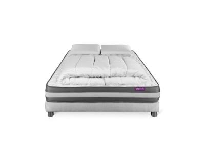 SEPTNUITS Matelas + sommier 160x200 + couette + 2 oreillers Pack Memo plus 160x200 cm