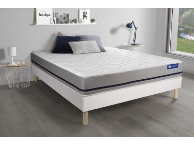 ACTISOM Ensemble matelas 160x200 ACTILATEX SOFT 3zones de confort + sommier KIT blanc
