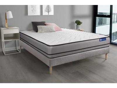ACTISOM Ensemble matelas ACTILATEX 2 faces a M&Eacute;MOIRE DE FORME LATEX 3zones de confort sommier KIT gris