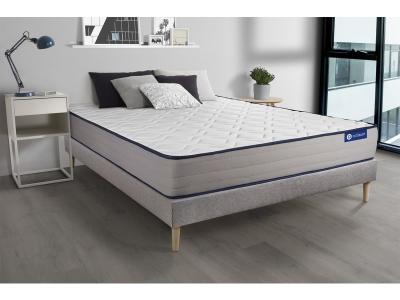 ACTISOM Ensemble matelas Latex et Memoire de forme ACTILATEX FORM 5 zones de confort sommier KIT gris