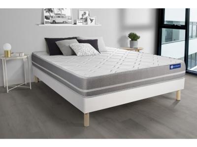 ACTISOM Ensemble matelas Latex memoire de forme ACTILATEX TOUCH 3 zones de confort sommier KIT blanc