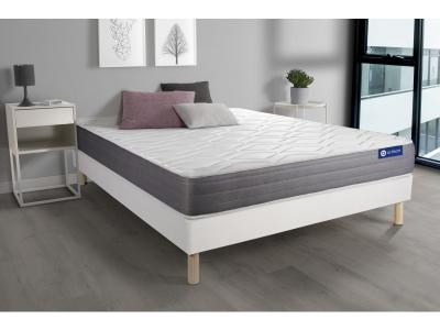 ACTISOM Ensemble matelas ACTIMEMO DREAM m&eacute;moire de forme 160x200 cm 5zones de confort + sommier KIT blanc 