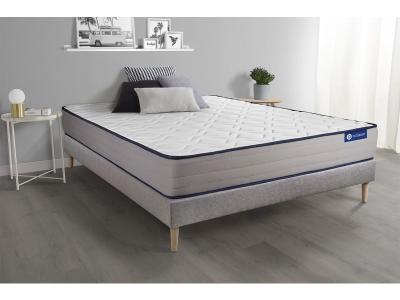 ACTISOM Ensemble 160x200 Matelas M&eacute;moire de forme Sommier kit Gris