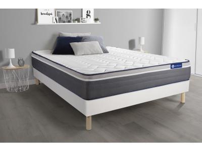 ACTISOM Ensemble matelas ACTIMEMO PLUS 160x200 M&eacute;moire de forme Maxi &eacute;paisseur 7zones de confort + sommier KIT blanc