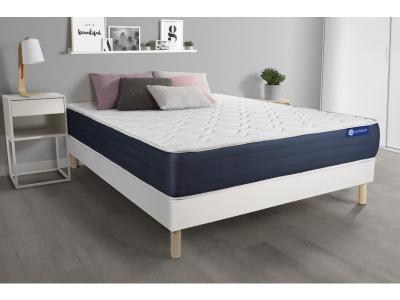 ACTISOM Ensemble matelas Memoire de forme ACTIMEMO SLEEP 5 zones de confort sommier KIT blanc
