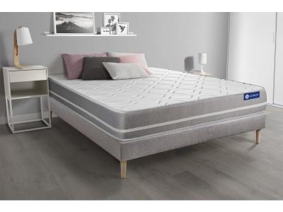 ACTISOM Ensemble matelas Memoire de forme ACTIMEMO TOUCH 3 zones de confort sommier KIT gris