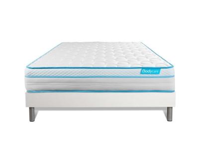BODYCARE Ensemble 160x200 matelas BodyMax micro ressorts ensach&eacute;s et m&eacute;moire de forme + sommier kit blanc 