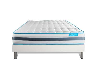 BODYCARE Ensemble matelas BodyFlex ressorts ensaches et memoire de forme,sommier kit blanc