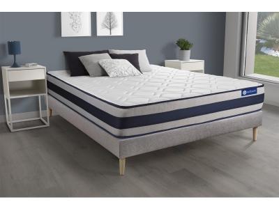 ACTISOM Ensemble matelas Ressorts ensaches et Memoire de forme ACTIFLEX ERGO Maxi &eacute;paisseur 5 zones confort et sommier KIT gris