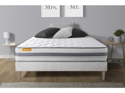 SEPTNUITS Matelas + sommier 160x200 ressorts ensach&eacute;s et m&eacute;moire de forme  Memo spring 