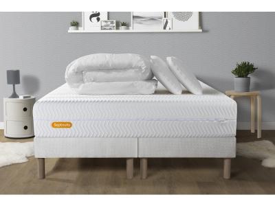 Matelas + sommier 180x200 + couette + 2 oreillers Pack Memo bio 180x200 cm