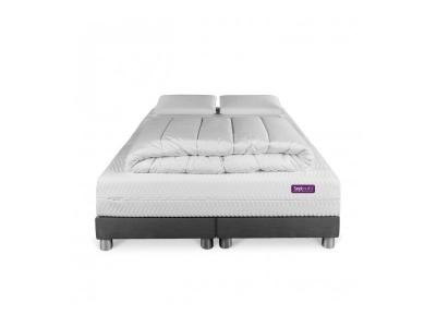 Pack Matelas double sommiers gris Bio Mousse a memoire de forme 5 zones de confort Maxi epaisseur