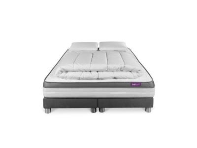 SEPTNUITS Pack matelas sommier Gris Memo zen M&eacute;moire de forme avec 2 oreillers et couette