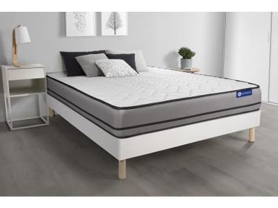ACTISOM Ensemble matelas ACTILATEX 180x200cm 2 faces &agrave; MEMOIRE DE FORME+LATEX 3zones de confort + sommier KIT blanc
