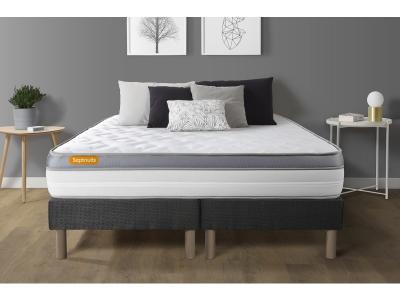 SEPTNUITS Ensemble Memo zen M&eacute;moire de forme Double sommiers Gris