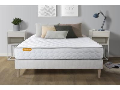 SEPTNUITS Matelas m&eacute;moire de forme + sommier kit blanc 180x200 memo