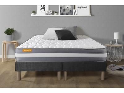 SEPTNUITS Ensemble Memo plus M&eacute;moire de forme Double sommiers Gris