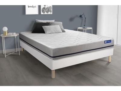 ACTISOM Ensemble matelas ACTIFLEX SOFT 3 zones de confort sommier KIT blanc